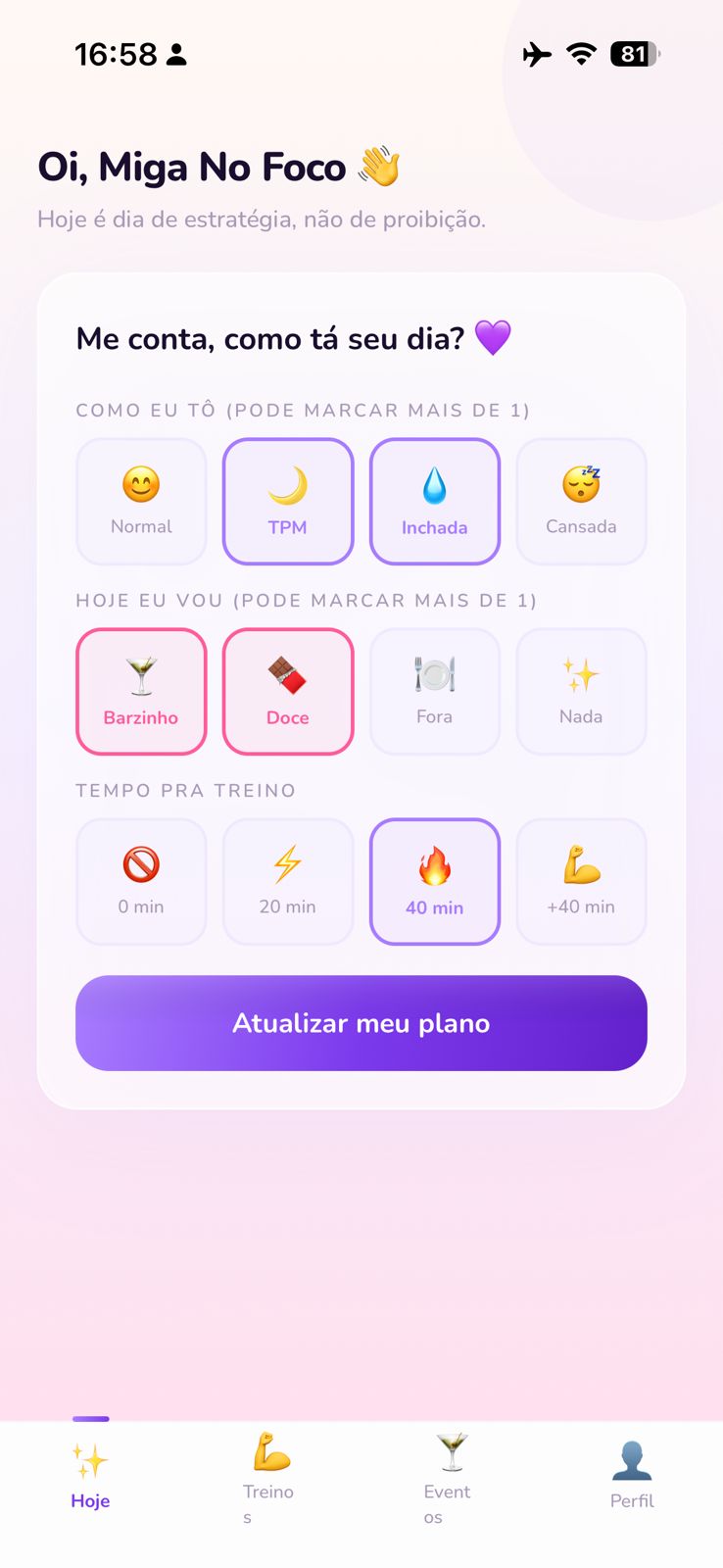 Check-in diário inteligente